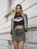 Felpa crop nera aquila - R.a. Boutique 