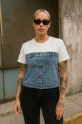 T-shirt con dettaglio in denim - R.a. Boutique