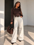 Pantalone essential white con cintura compresa - R.a. Boutique