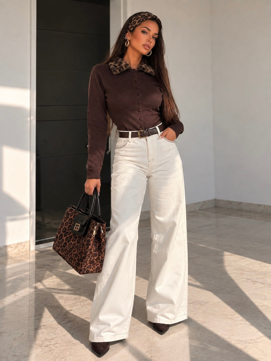 Pantalone essential white con cintura compresa - R.a. Boutique