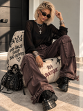 Pantalone Cargo Wine Wide Leg con Tasche - R.a. Boutique