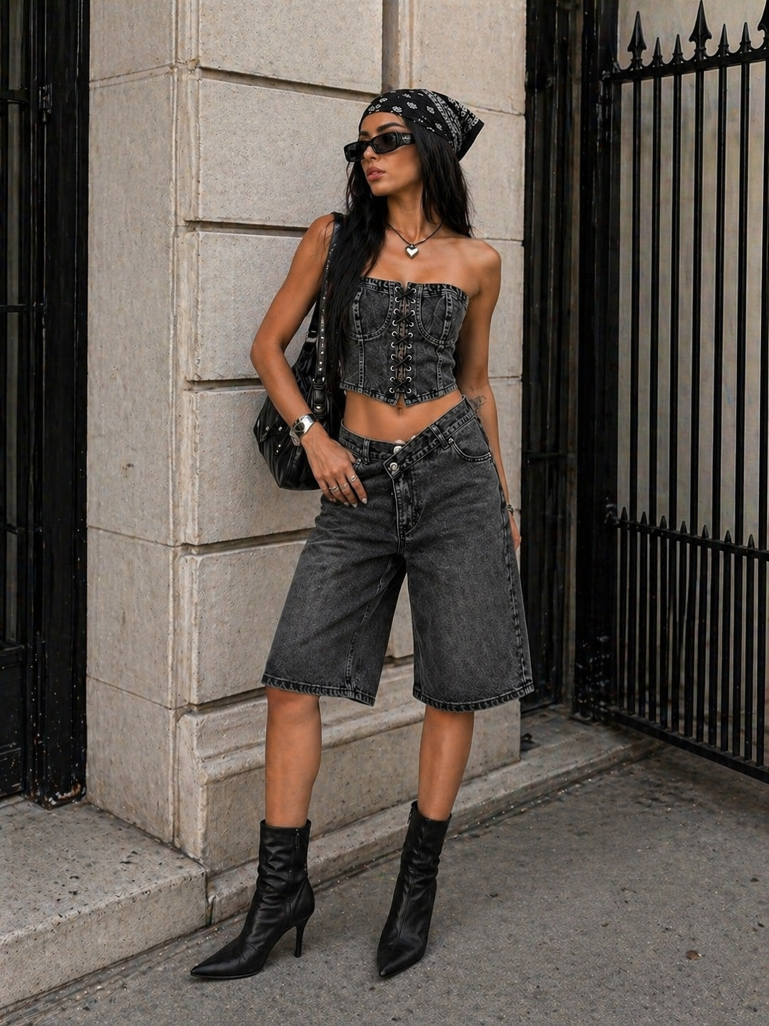 Completo Denim Corset Urban Rebel - R.a. Boutique