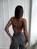 Body sgambato in velo animalier - R.a. Boutique 