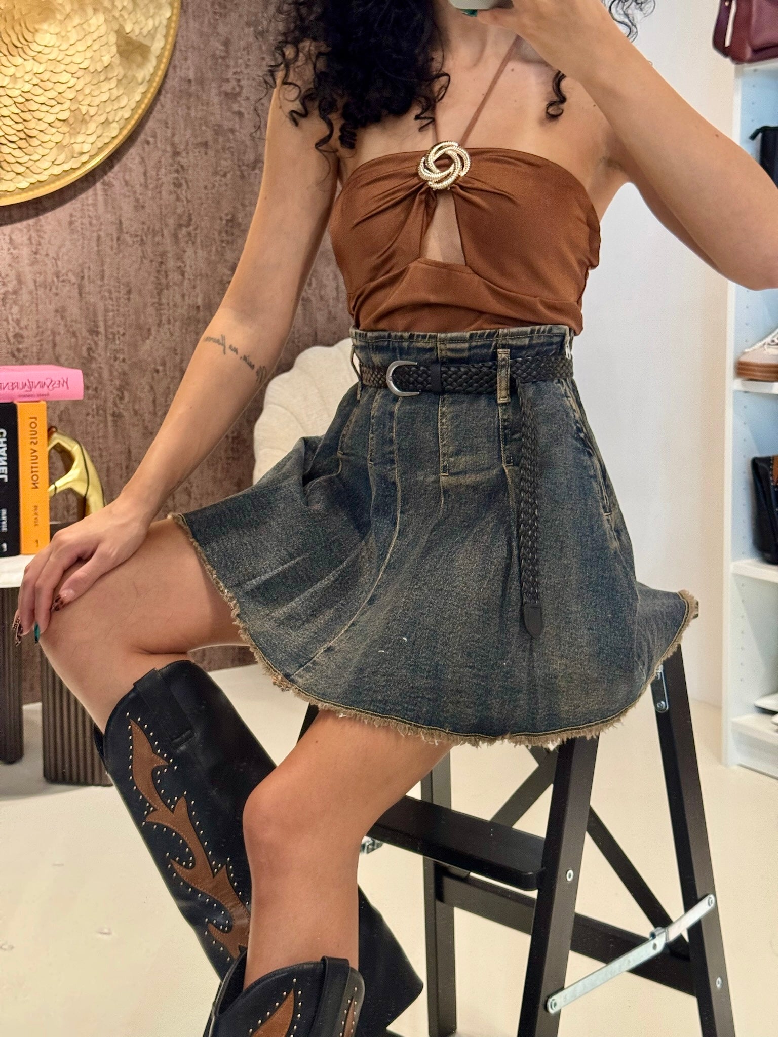 Gonna in jeans con cintura - R.a. Boutique