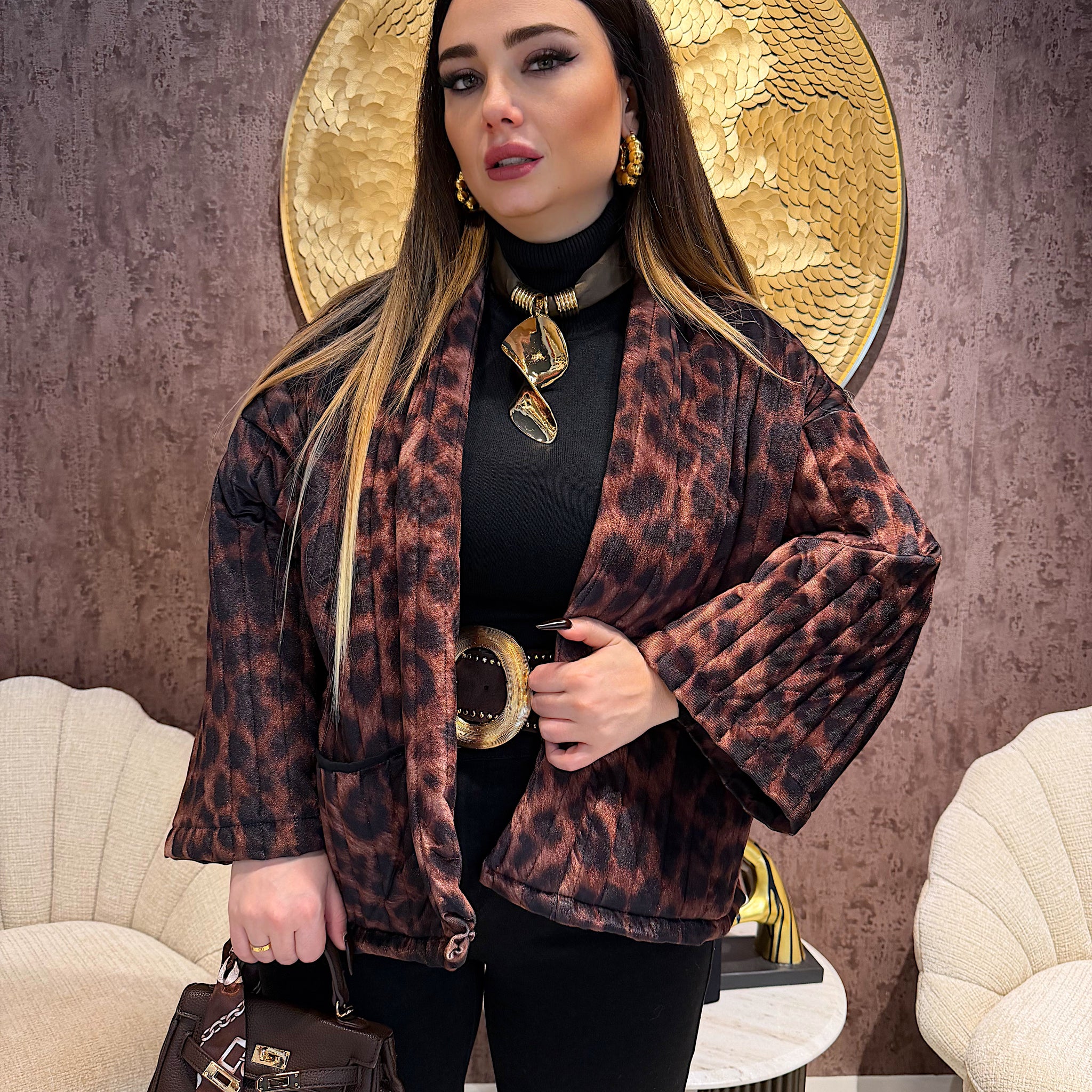 Giacca animalier manica ampia - R.a. Boutique