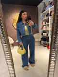 Completo Denim Flower - R.a. Boutique