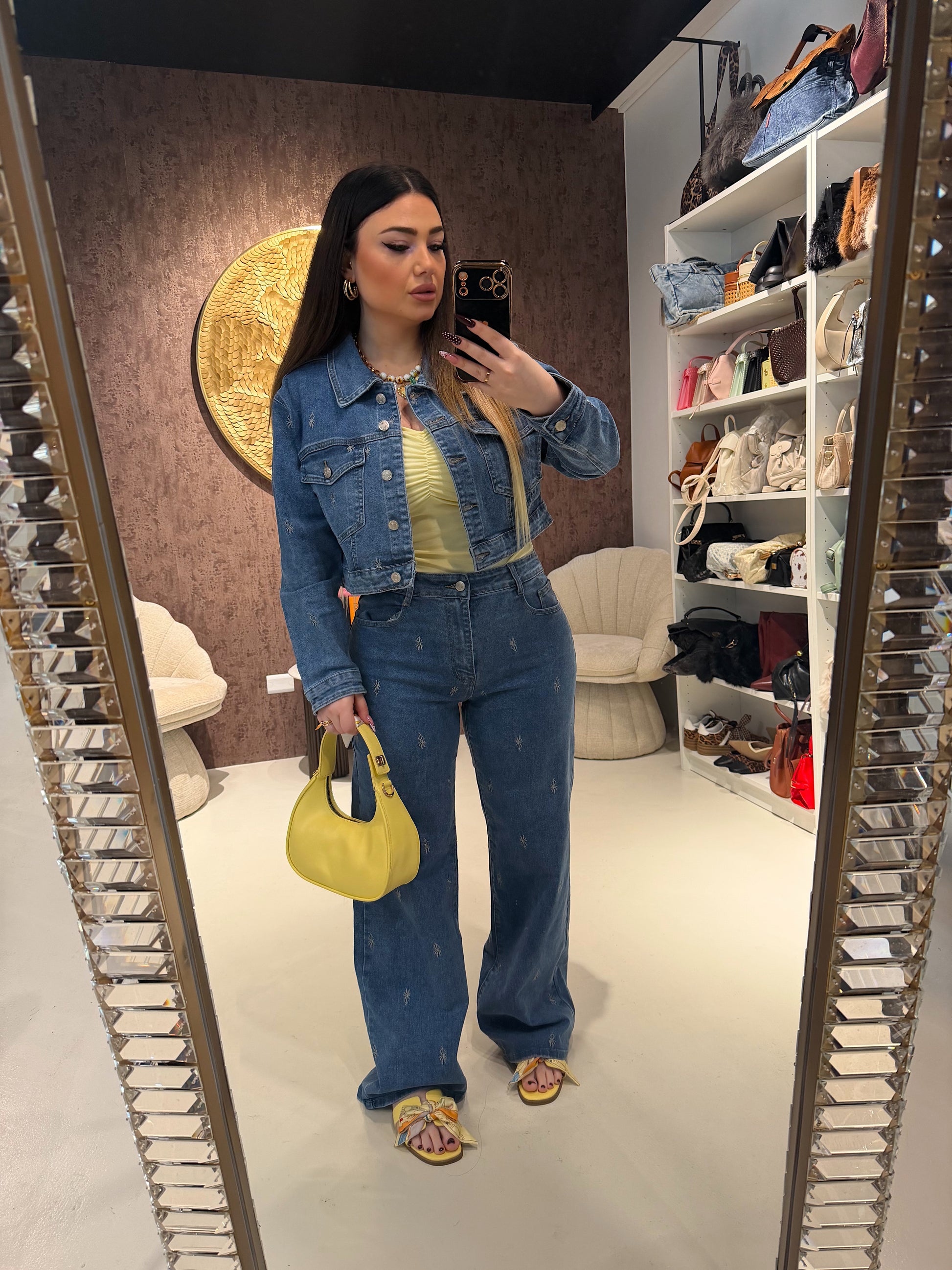 Completo Denim Flower - R.a. Boutique
