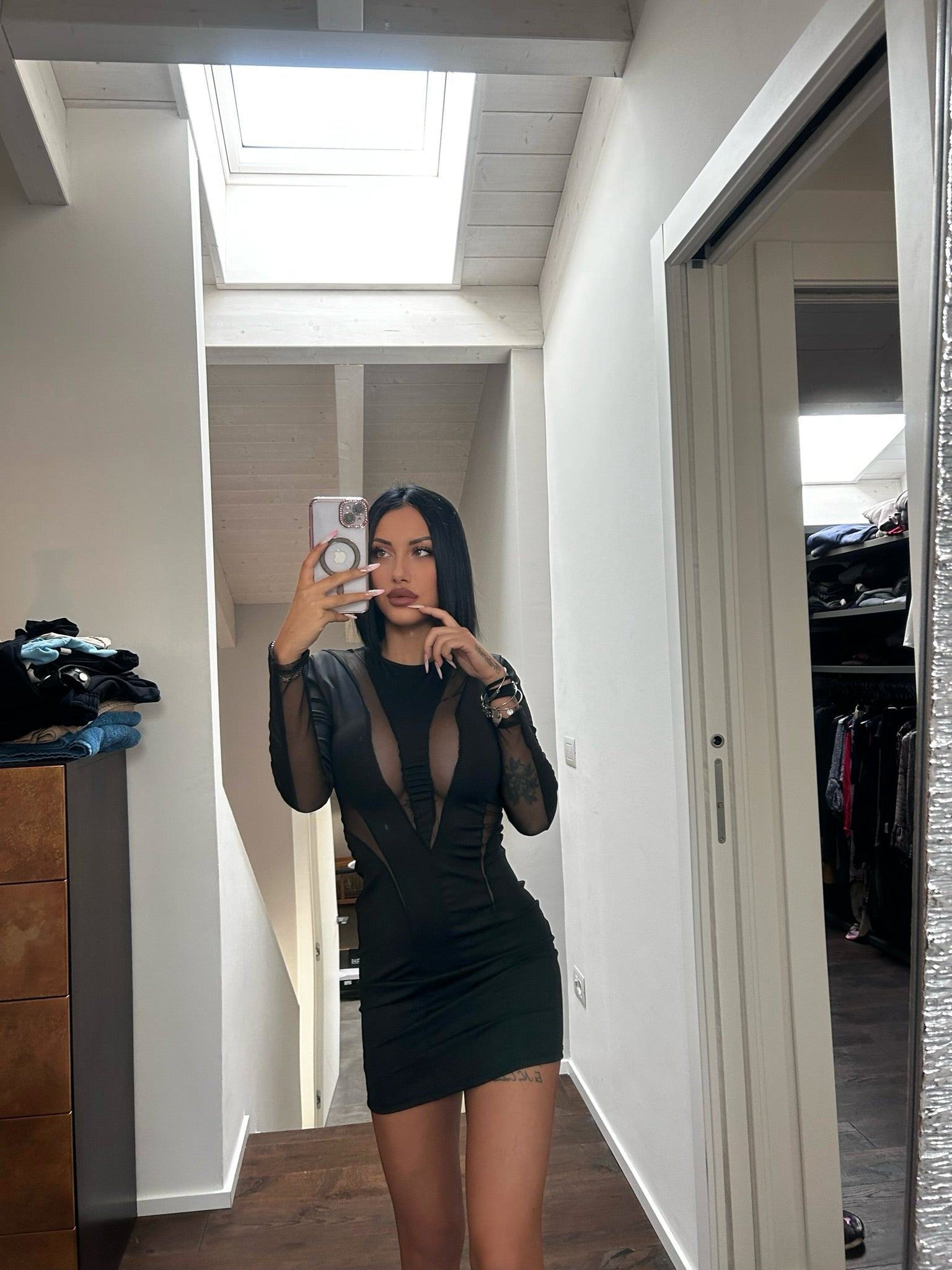 Abito nero con trasparenze - R.a. Boutique 