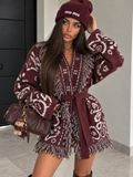 Cardigan Bandana con Frange e Cintura – Bordeaux - R.a. Boutique