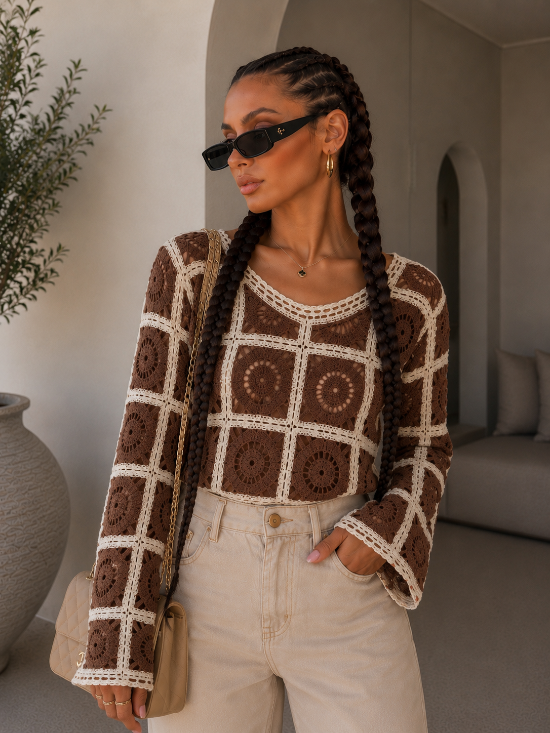 Maglia Crochet Geometrica Color Block - R.a. Boutique