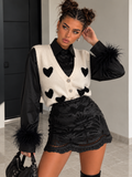 Gilet Soft Hearts con Cuori Glitter – Panna - R.a. Boutique