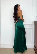 Abito a sirena con push up e incrocio verde - R.a. Boutique 