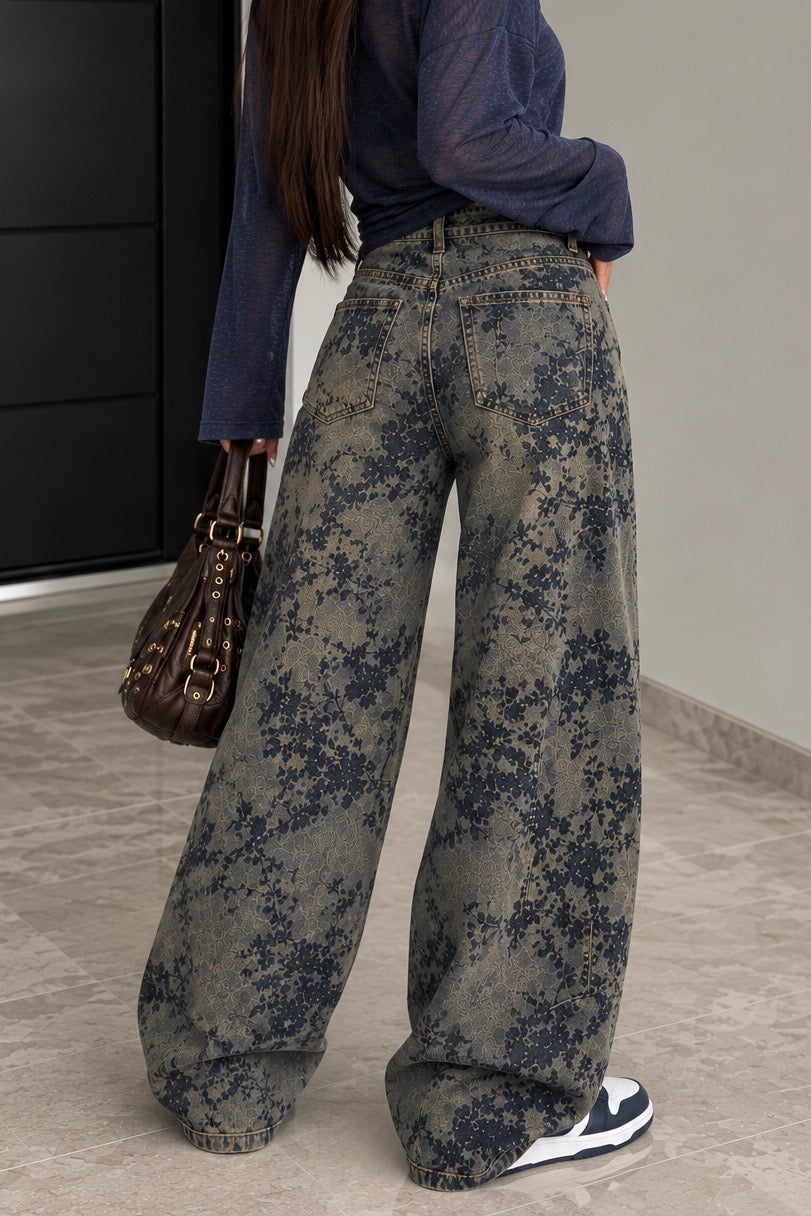Jeans Balloon Floreale Vintage Denim - R.a. Boutique