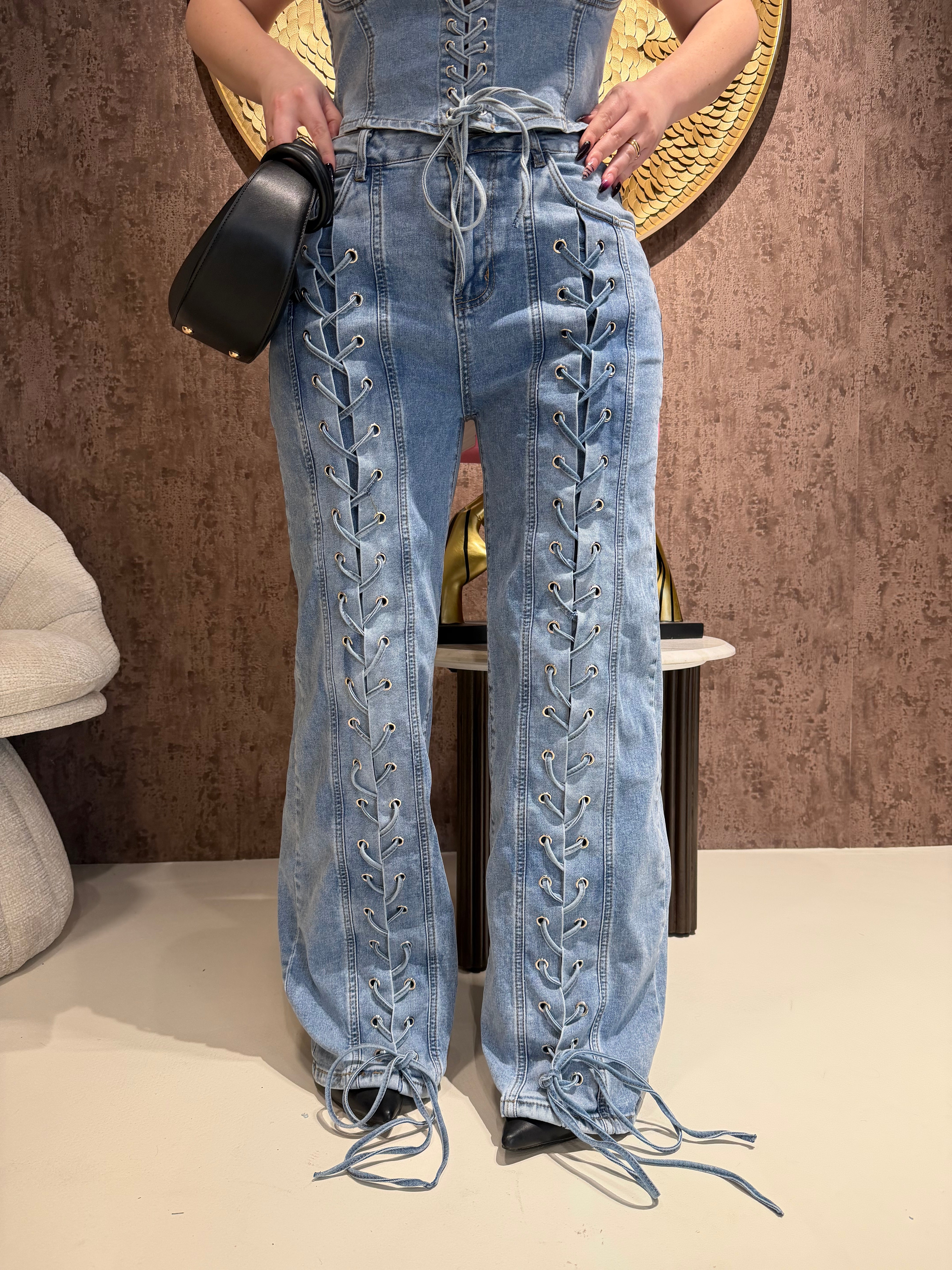 Completo Denim Lace Icon Corsetto e Jeans | R.a. Boutique