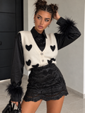 Gilet Soft Hearts con Cuori Glitter – Panna - R.a. Boutique