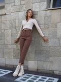 Pantalone vita alta choco - R.a. Boutique 