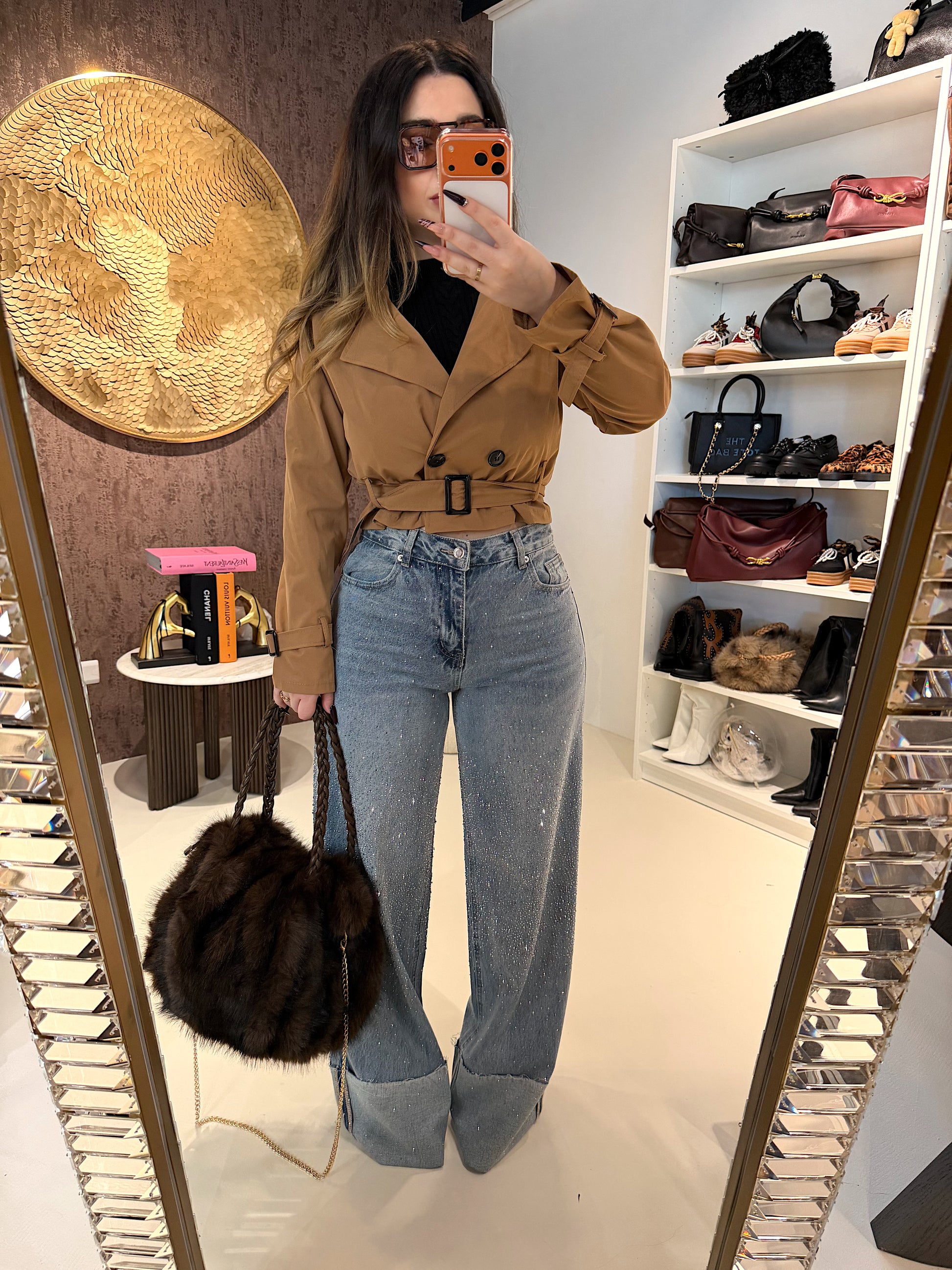 Jeans con risvolto e strass - R.a. Boutique