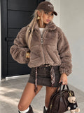 Giacca Teddy Zip Fango - R.a. Boutique