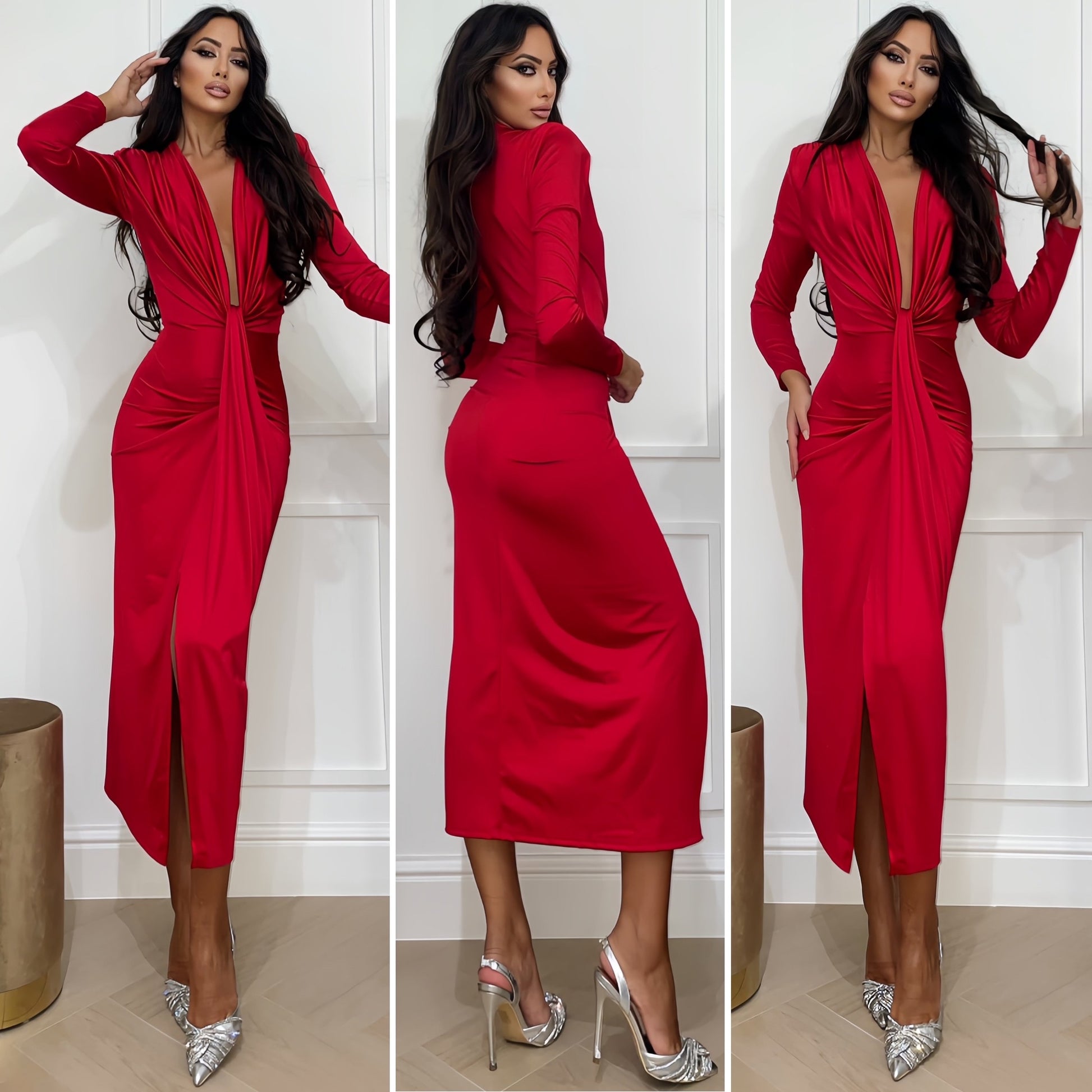 Abito rosso con nodo - R.a. Boutique 