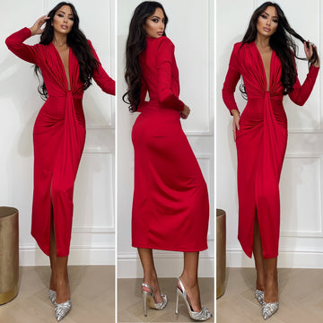 Abito rosso con nodo - R.a. Boutique 