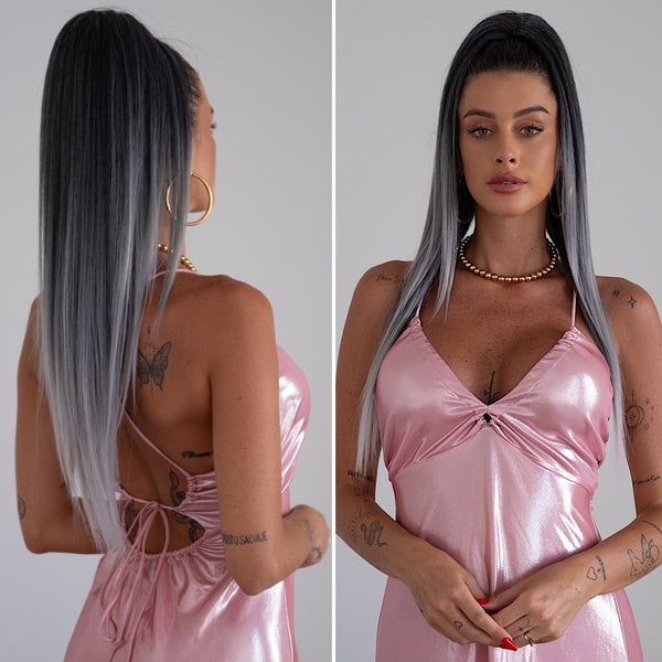 Coda liscia con Coulisse 70cm Nero/Grigio Degradè