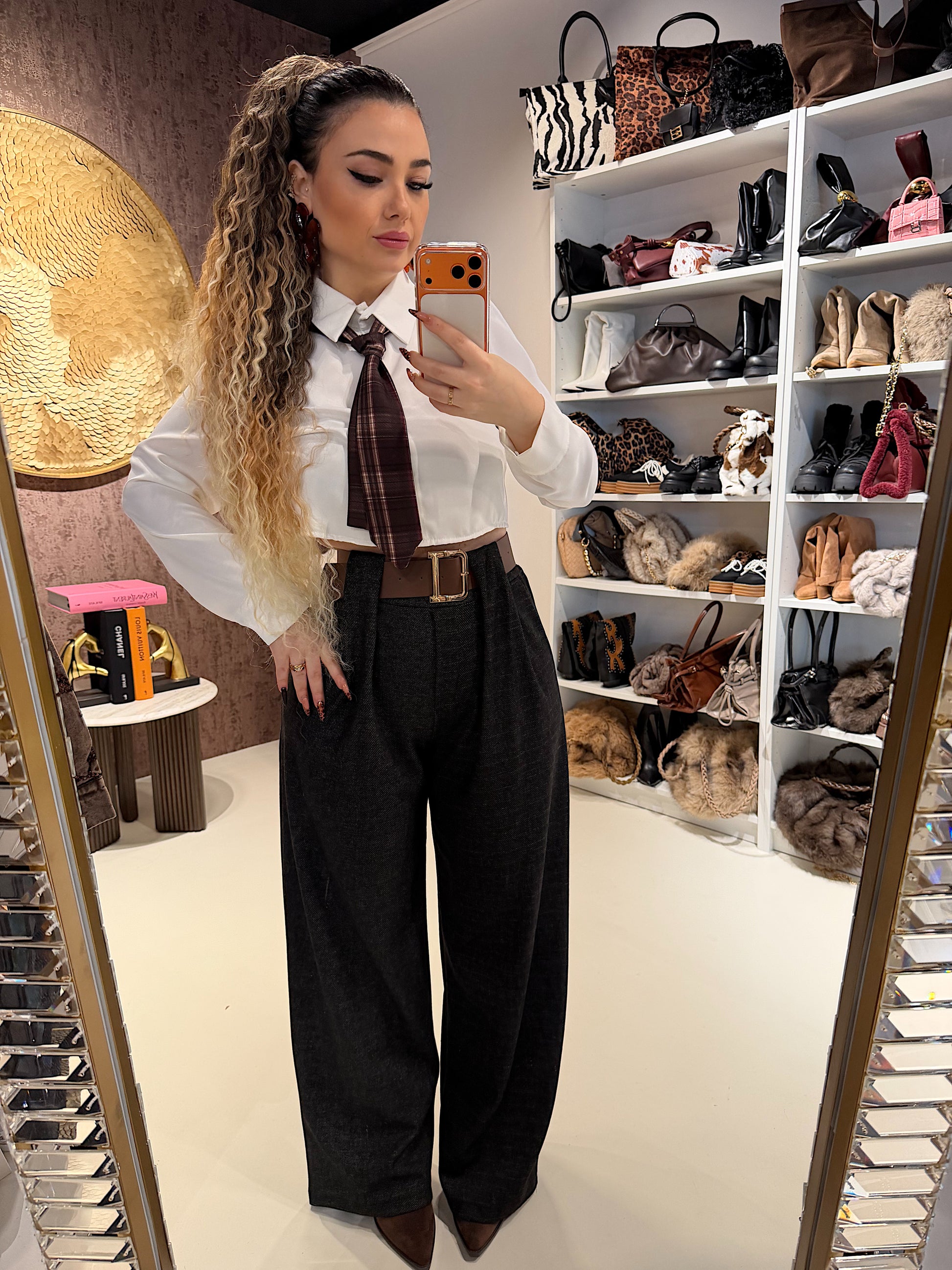 Camicia crop con cravatta - R.a. Boutique