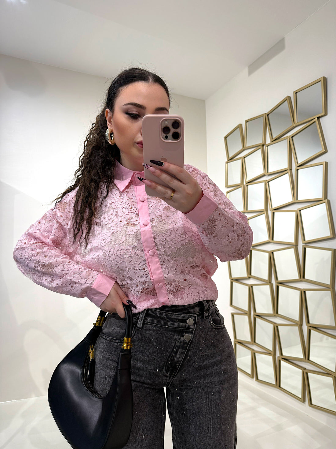 Camicia rosa in pizzo - R.a. Boutique