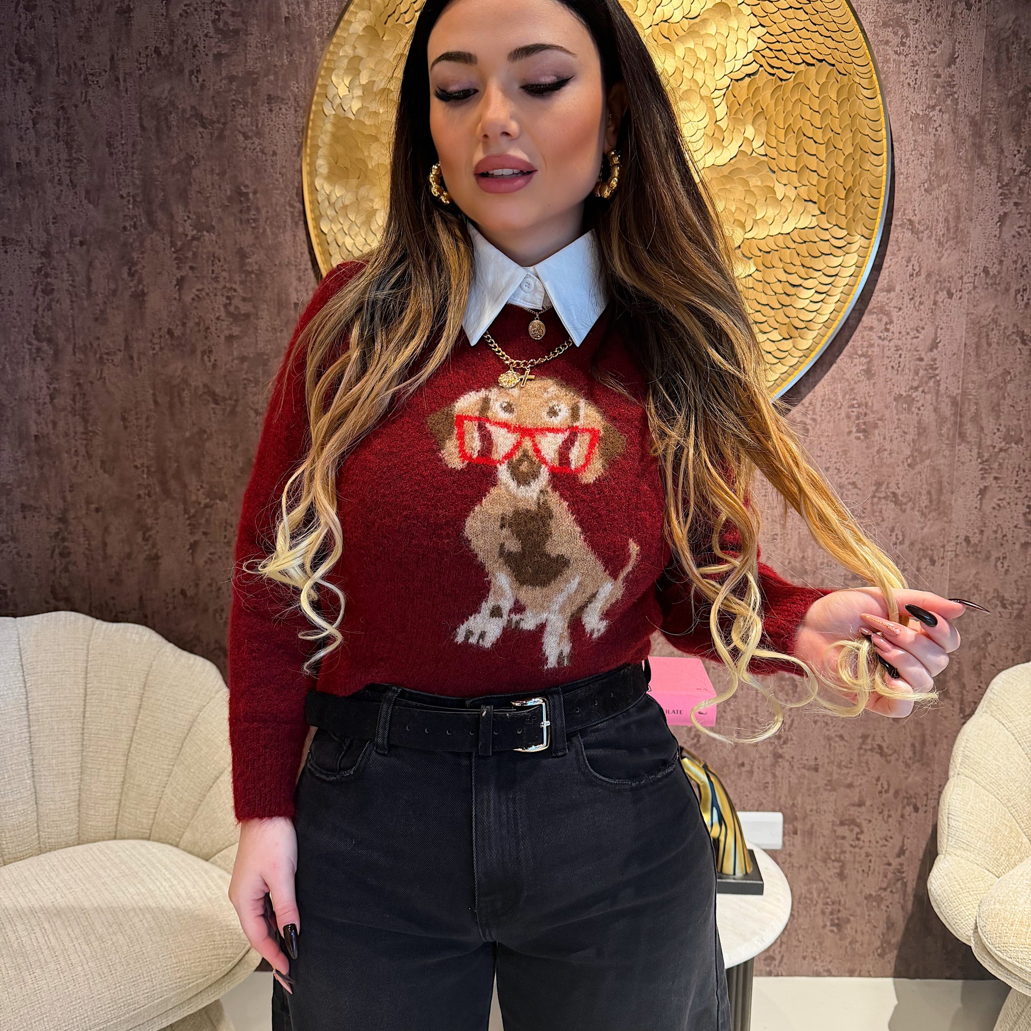 Maglioncino bassotto con occhiali