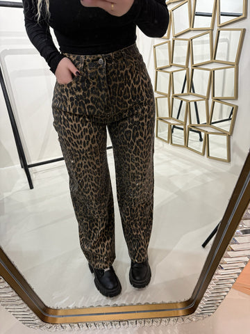 Pantalone con strass animalier - R.a. Boutique