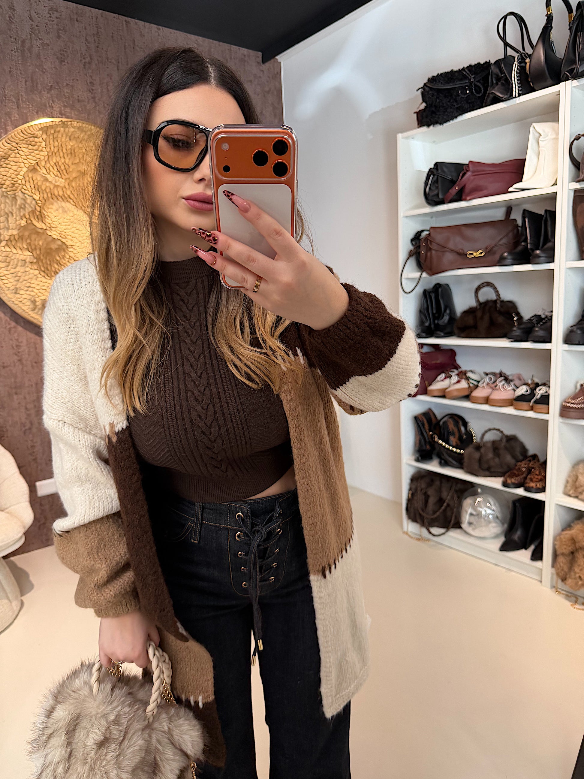 Smanicato crop a trecce con bottoni oro - R.a. Boutique