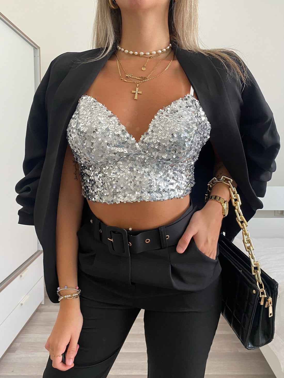 Top con paillettes silver - R.a. Boutique 