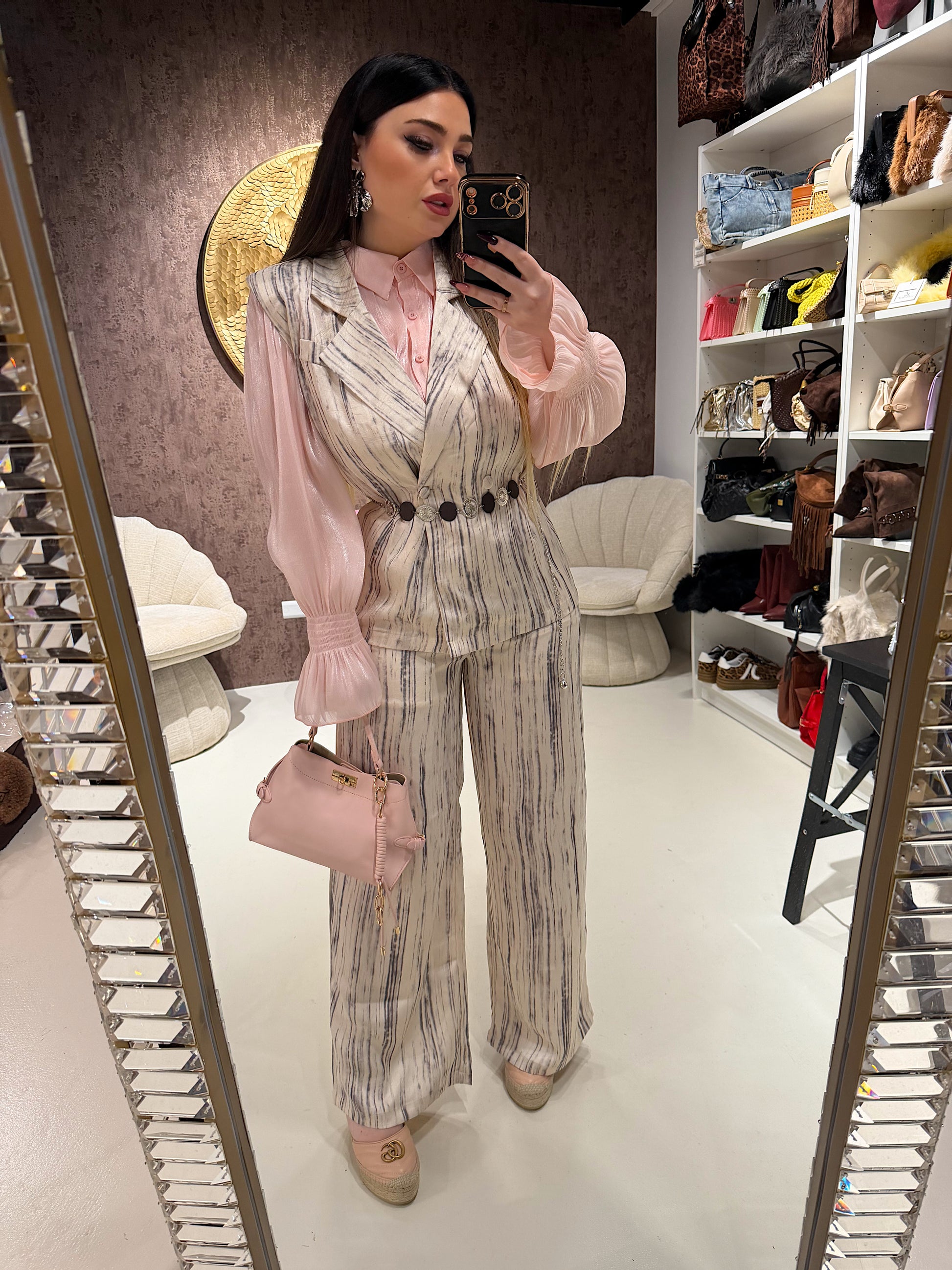 Completo venature luxury con cintura - R.a. Boutique