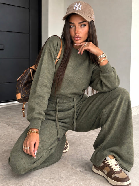 Completo Soft Winter in Maglia con Pantalone – Verde Oliva