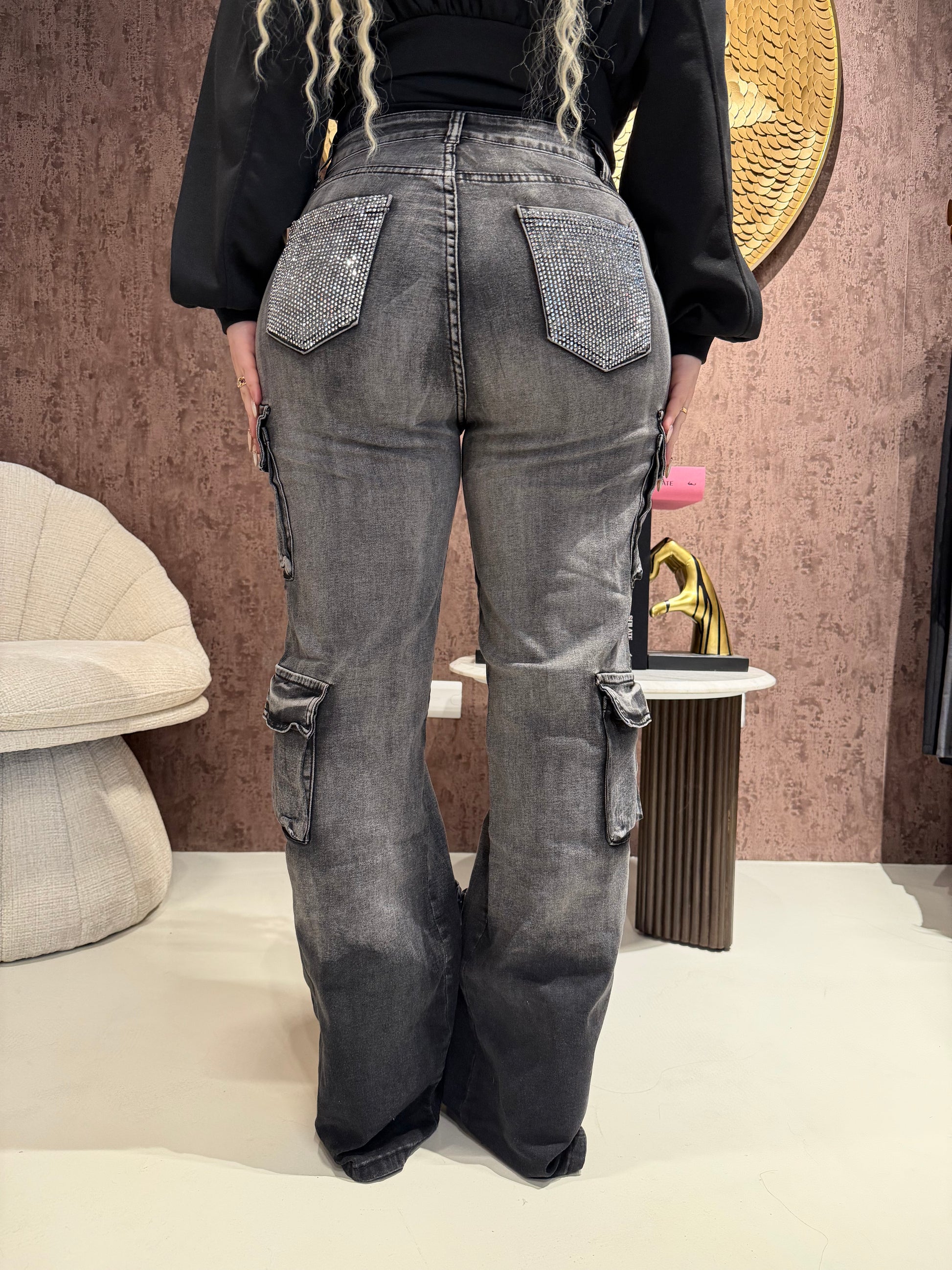 Dark Glam Cargo Jeans - R.a. Boutique