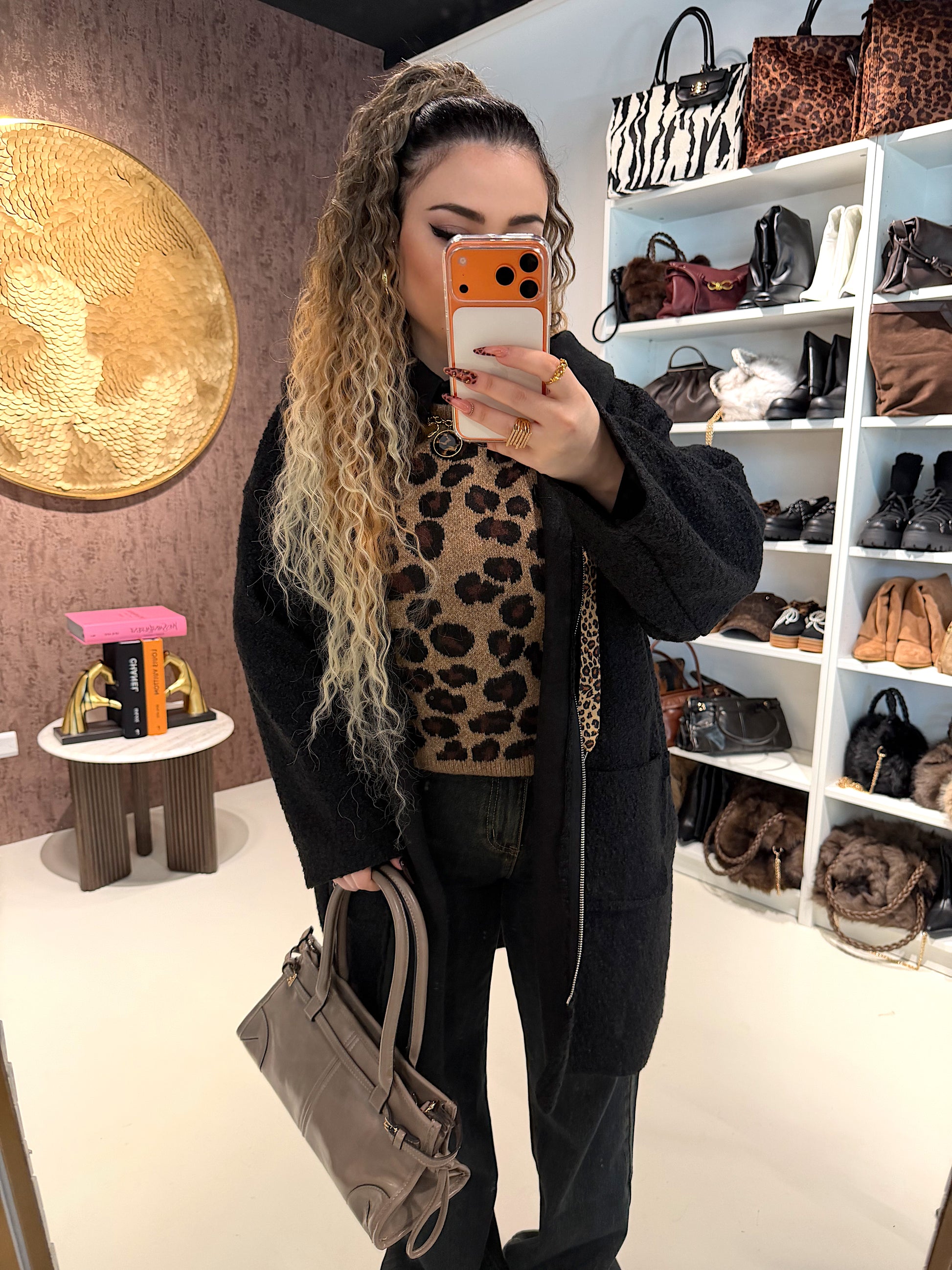 Cardigan Morbido con Cappuccio e laccio Animalier - R.a. Boutique