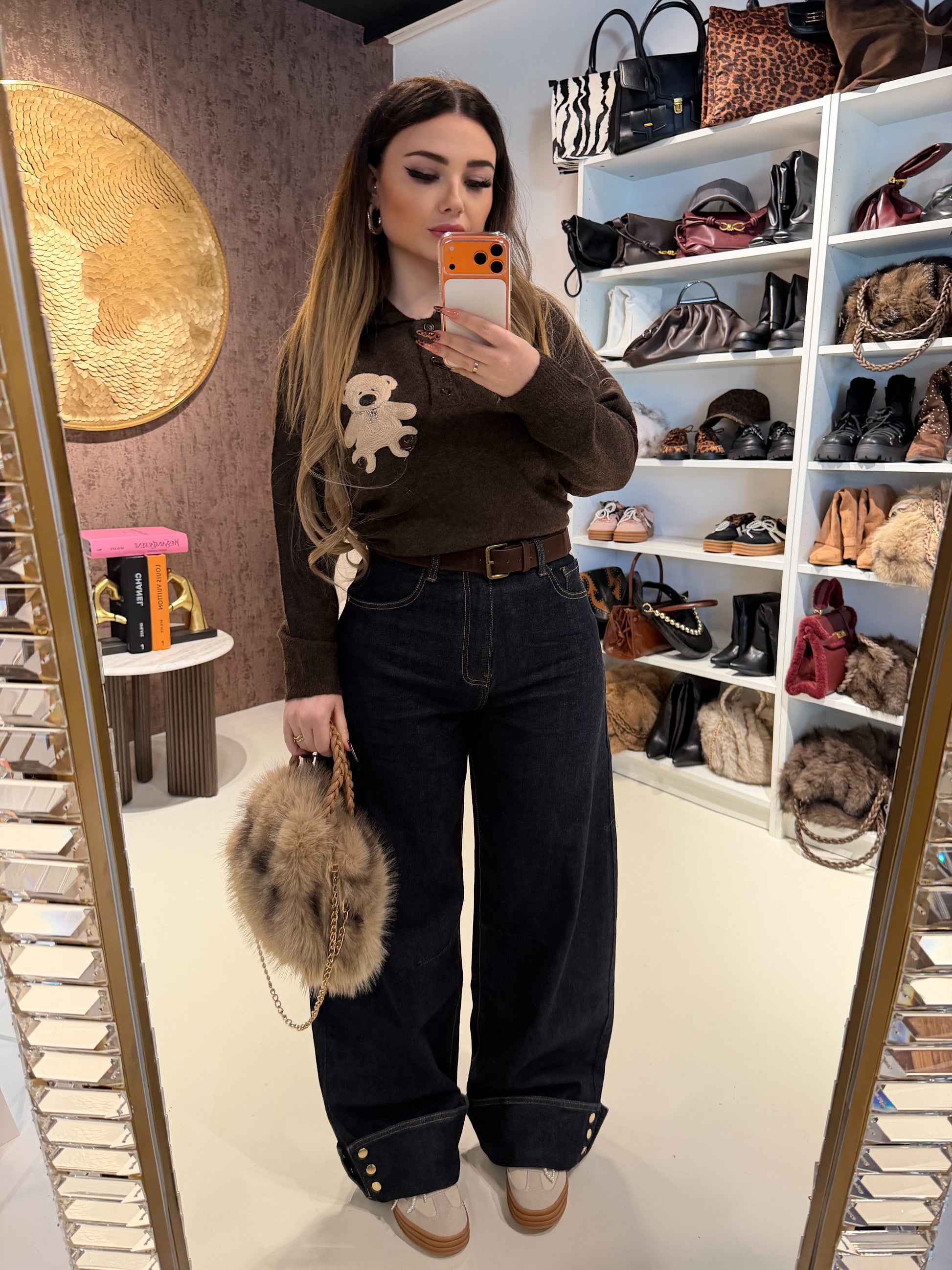 Jeans Turn Up Wide Leg con cintura - R.a. Boutique