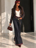 Jeans Palazzo con Dettagli Bordeaux e Catenina Inclusa - R.a. Boutique