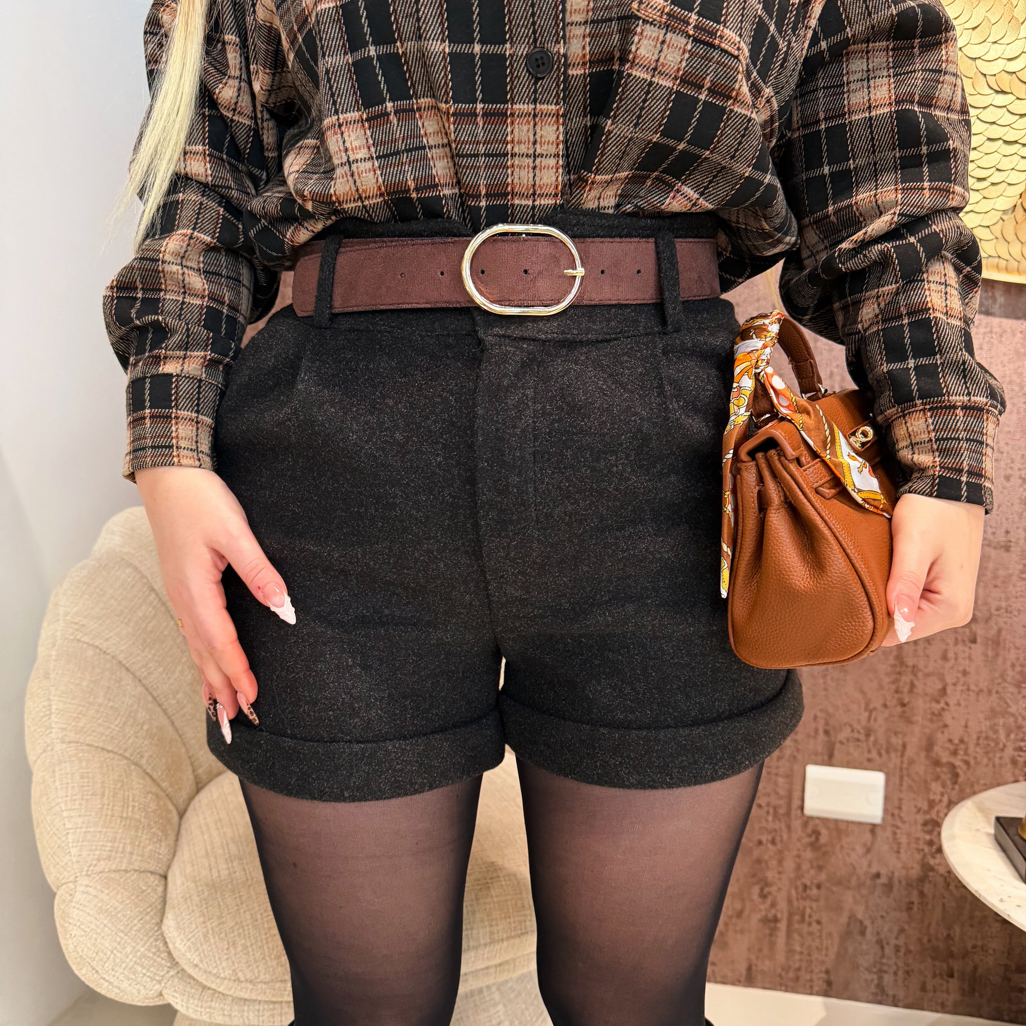 Short in panno con cintura - R.a. Boutique