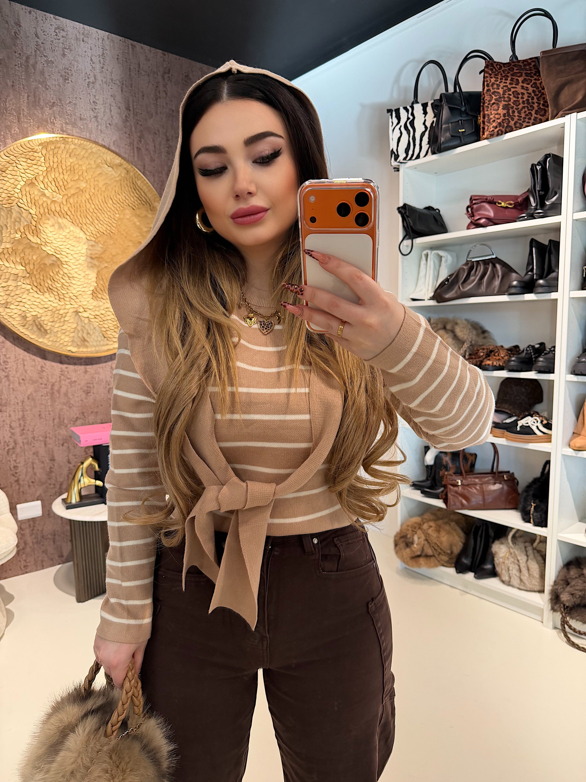 Maglia Parisienne a righe con spalla sciarpa - R.a. Boutique