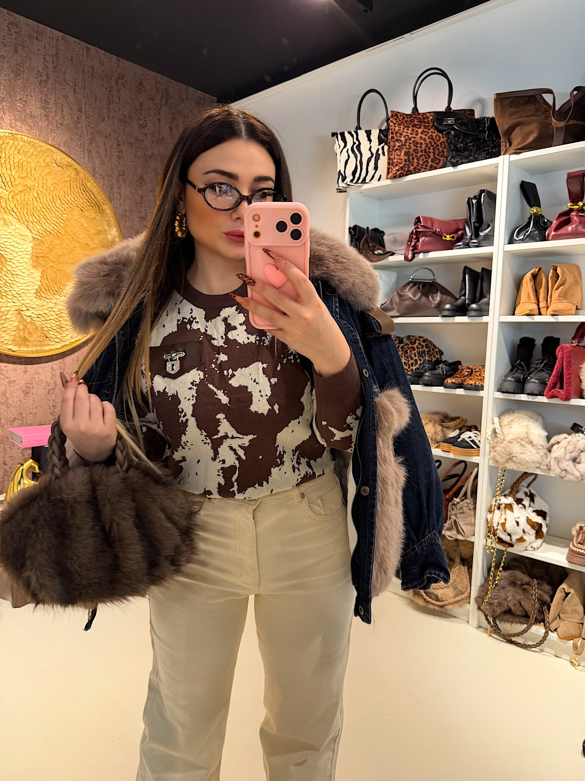 Felpa Cow print con lucchetto - R.a. Boutique