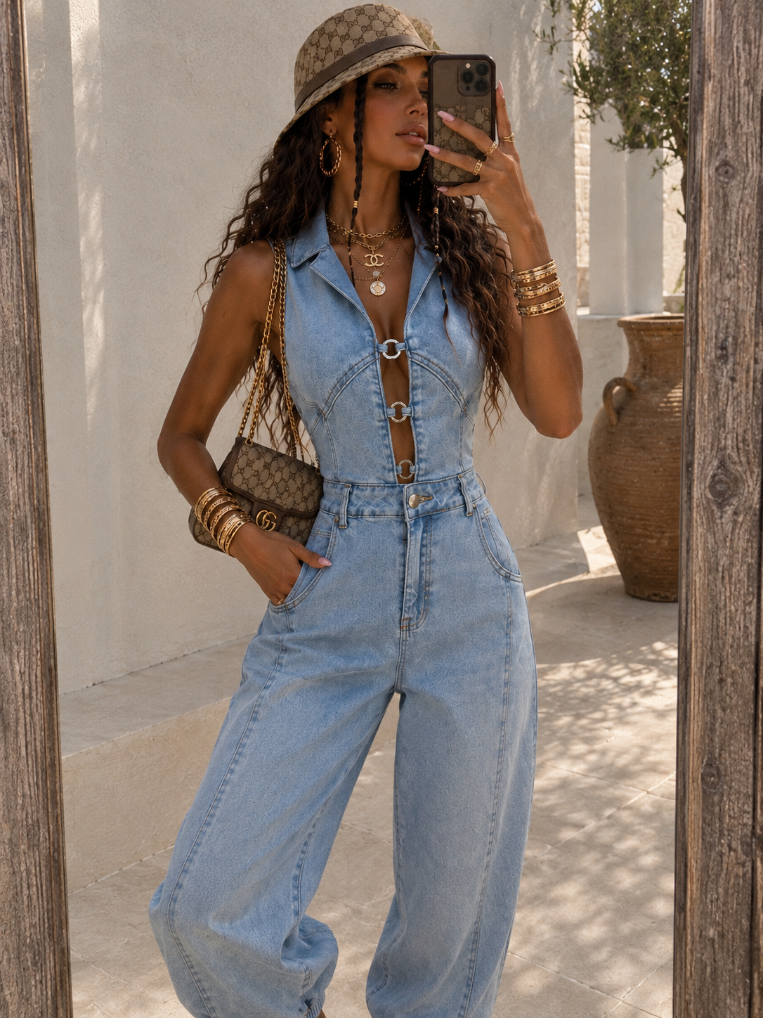 Salopette in jeans con cerchi - R.a. Boutique