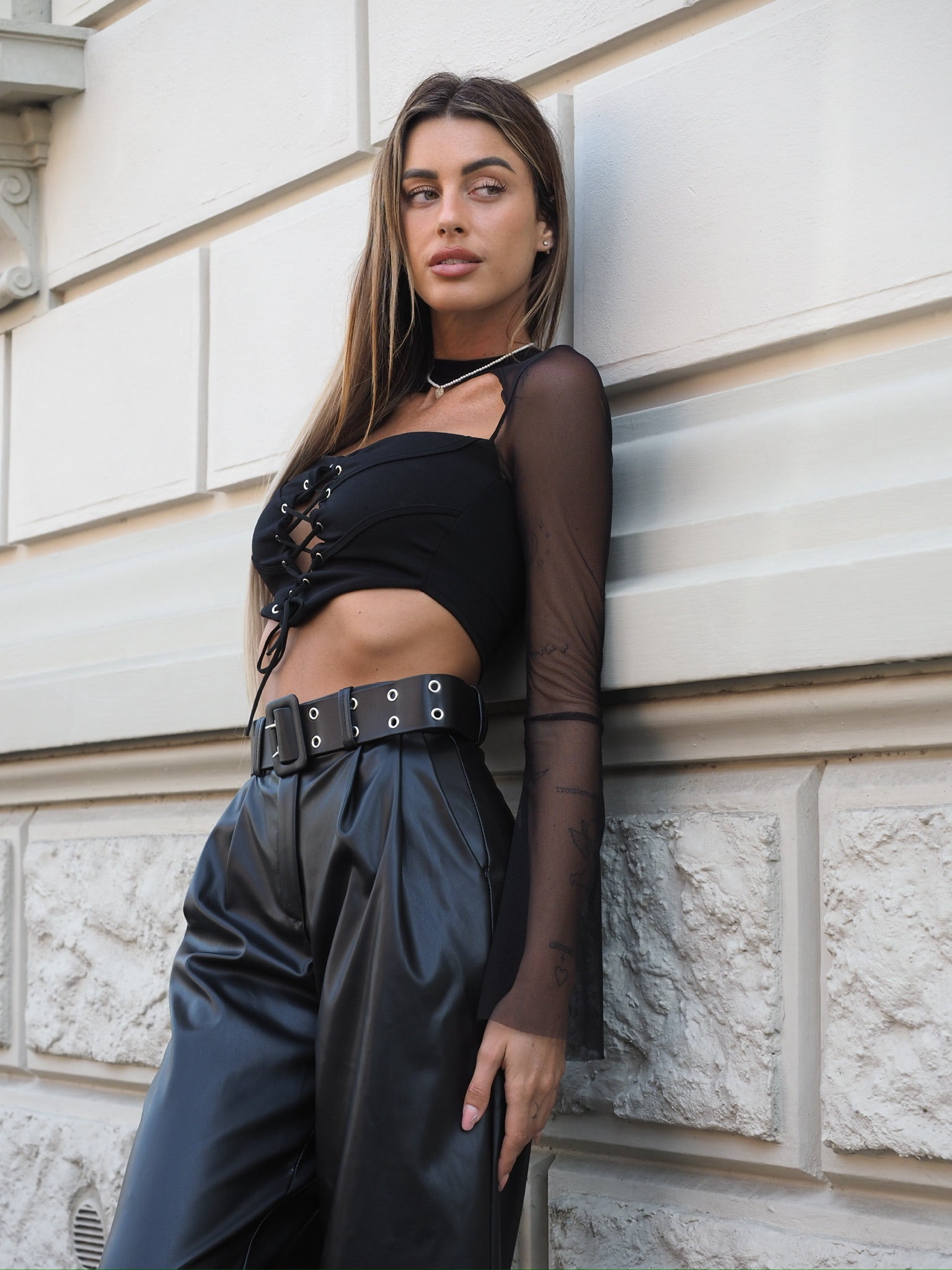 Blusa in velo con lacci - R.a. Boutique 