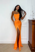 Abito a sirena con push up e incrocio arancio - R.a. Boutique 