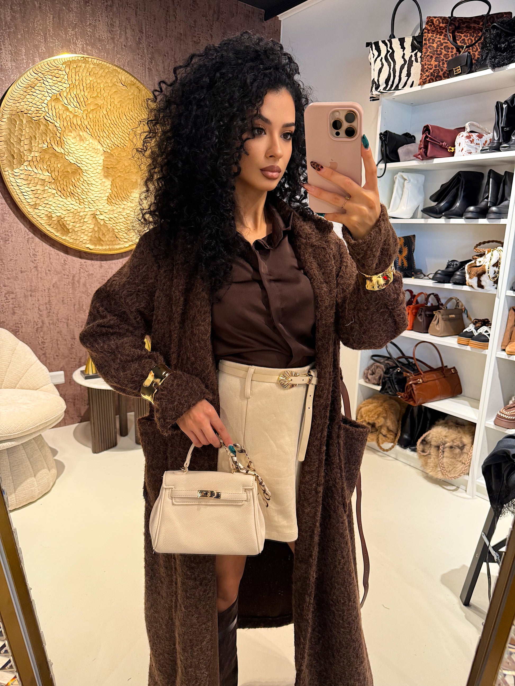 Gonna in camoscio con cinturina - R.a. Boutique