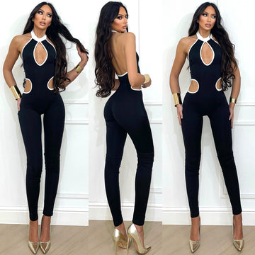 Tuta aderente con aperture bianco nero - R.a. Boutique