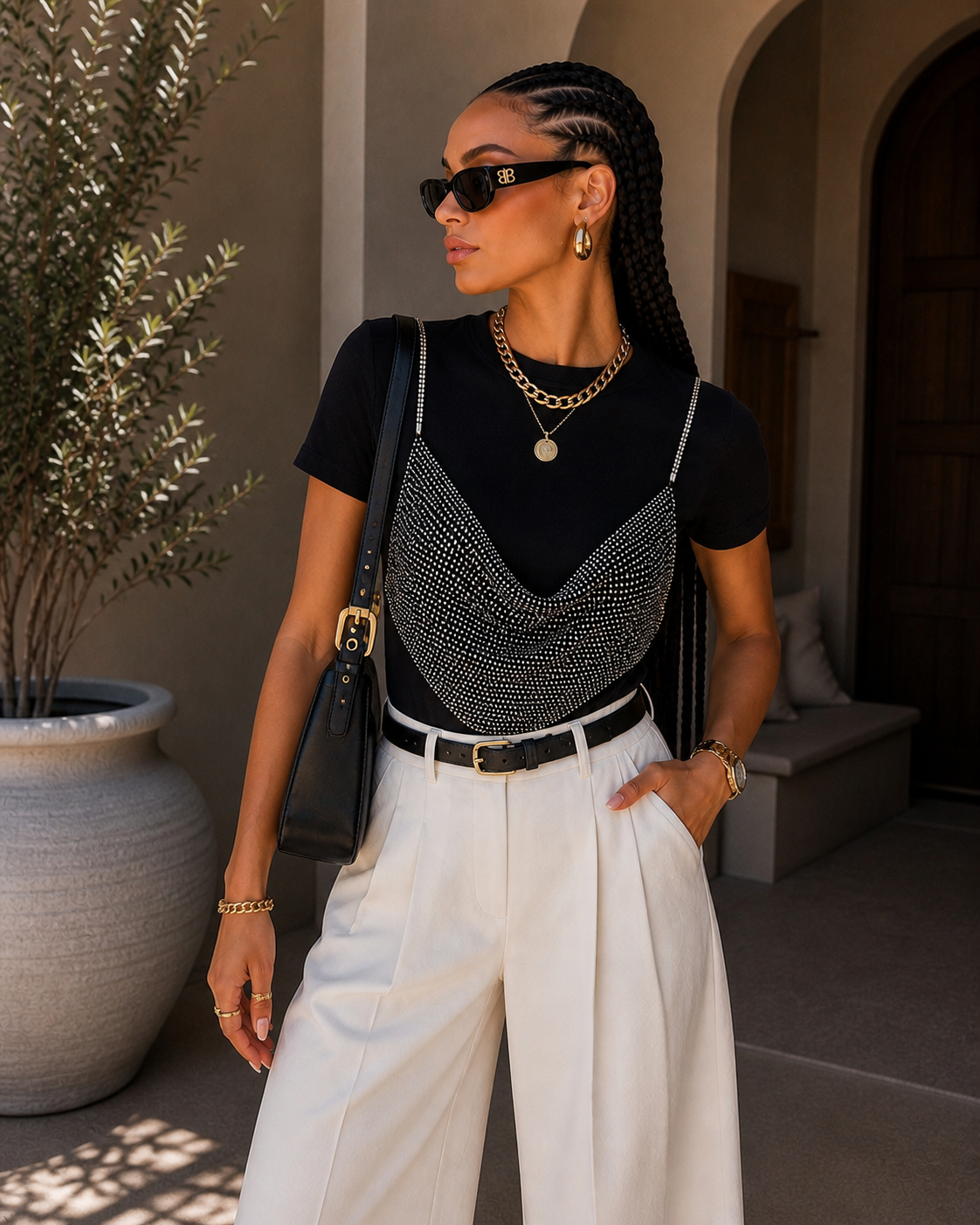 T-Shirt Basic con Top in Strass Staccabile - R.a. Boutique
