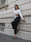 Pantalone nero con dettaglio bianco - R.a. Boutique 