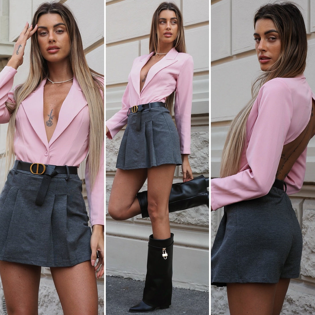 Giacca body rosa schiena aperta - R.a. Boutique 