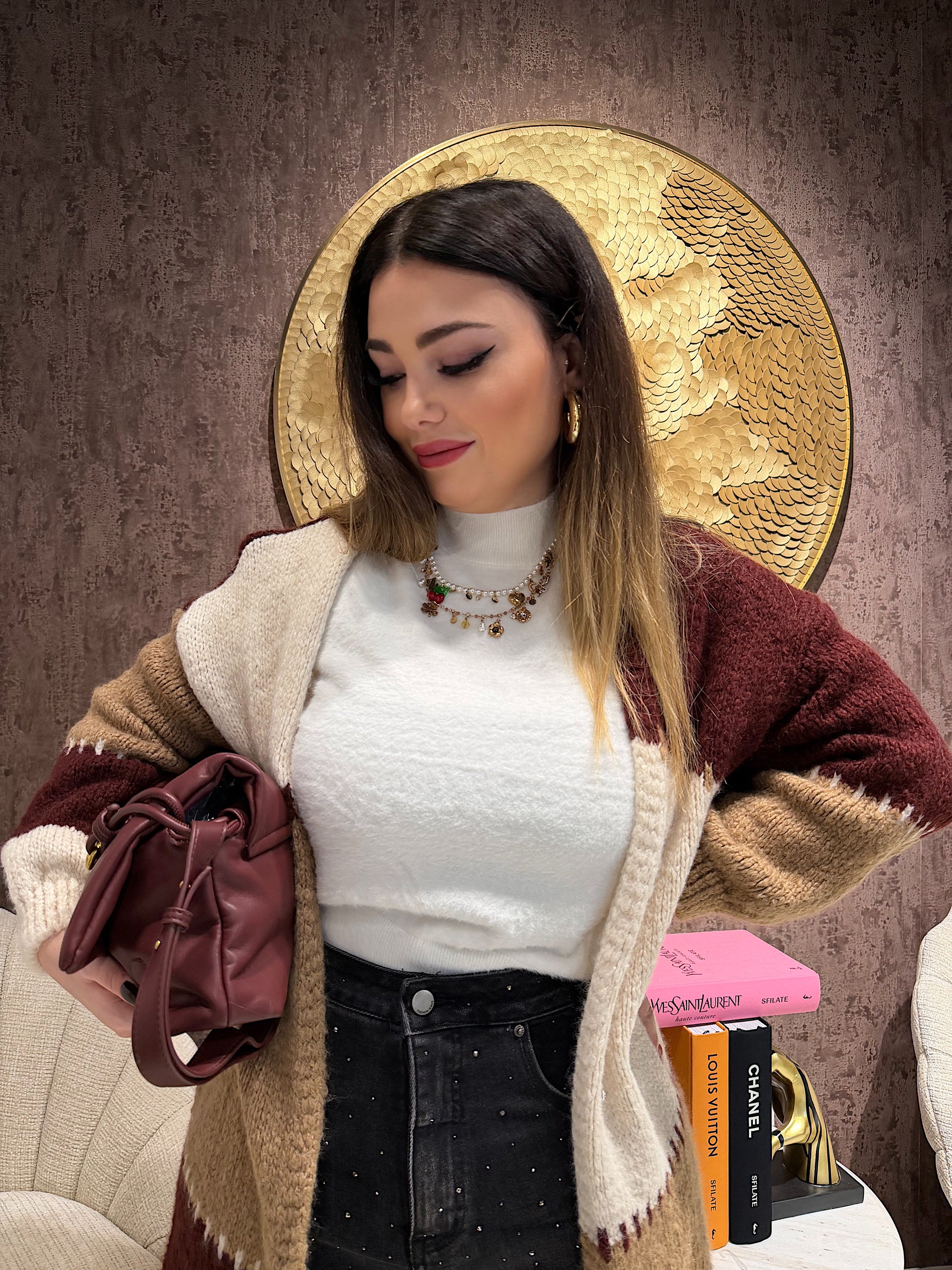 Cardigan a Blocchi 2 colori - R.a. Boutique