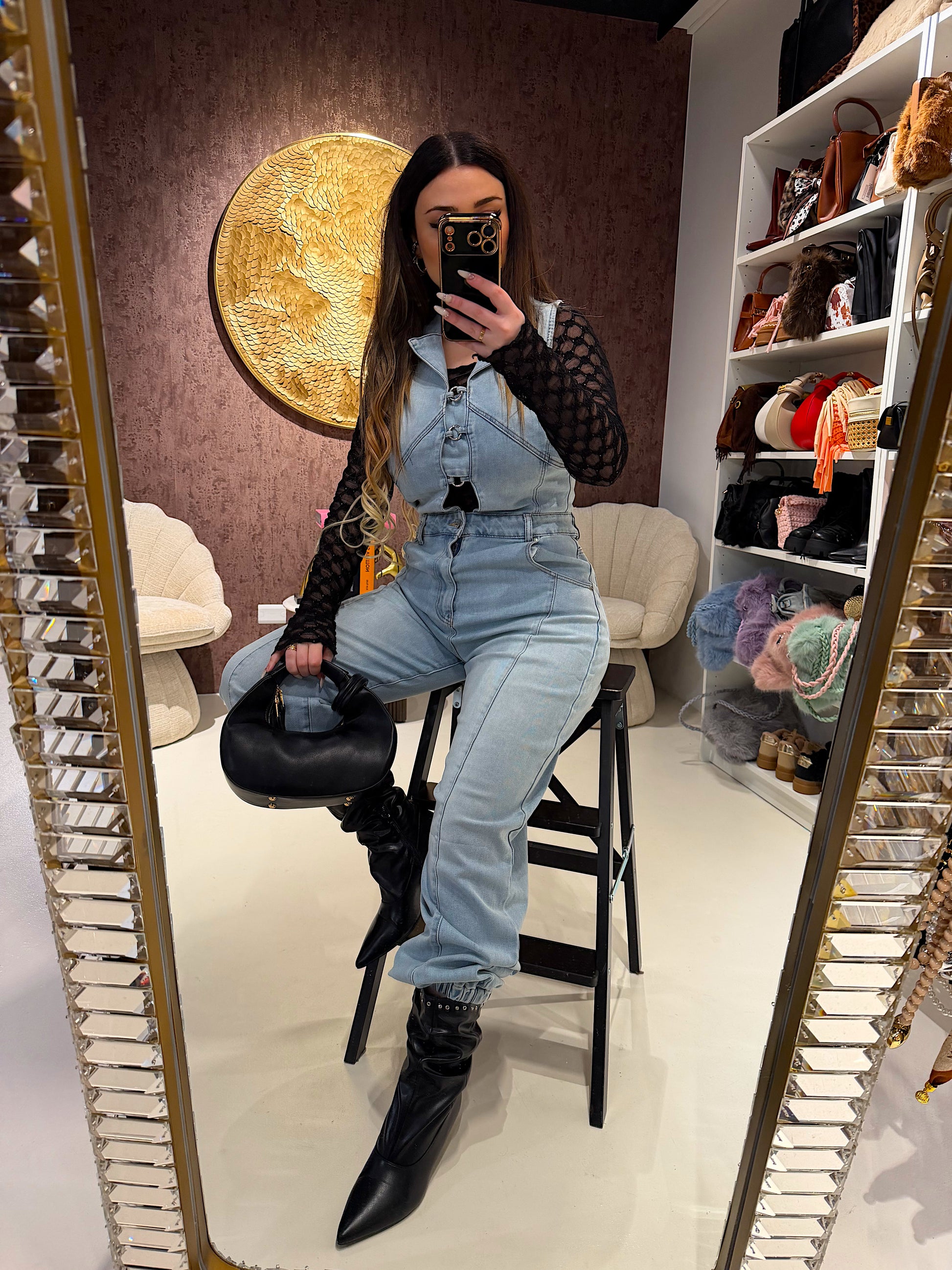 Salopette in jeans con cerchi - R.a. Boutique
